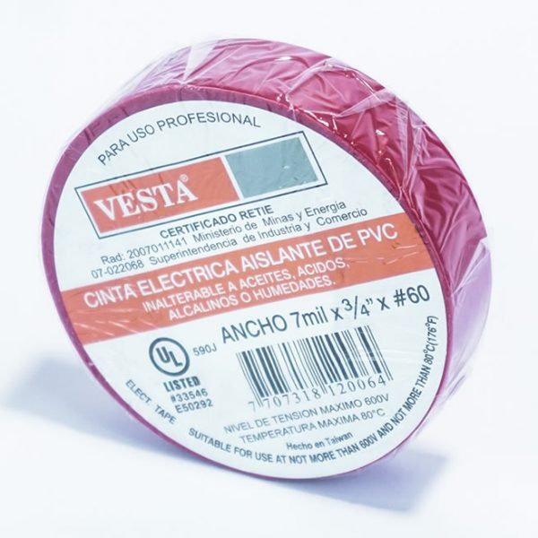 Cinta Eléctrica Aislante de PVC 7mil x3/4" Rosado VESTA