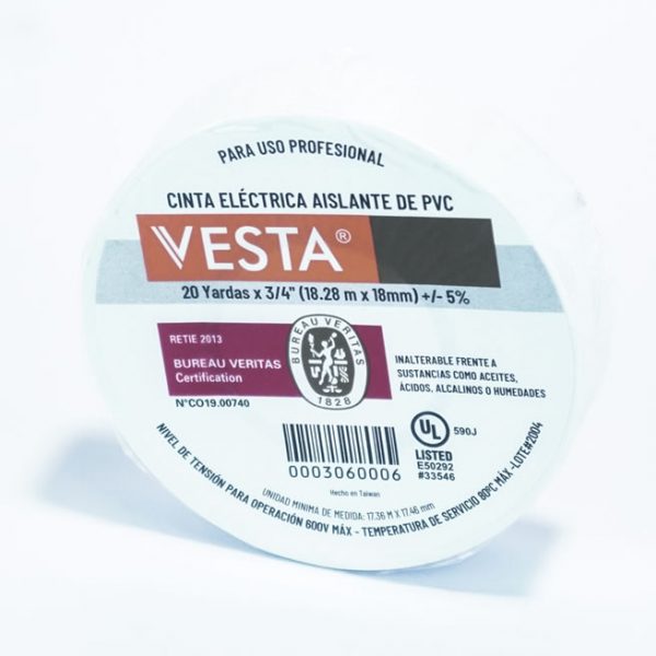 Cinta Eléctrica Aislante de PVC 18,28m x 18mm Blanco VESTA