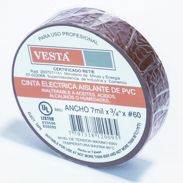 Cinta Eléctrica Aislante de PVC  7mil x 3/4" Marrón VESTA